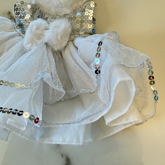 Build-A-Bear Workshop White Sequin Tutu Dress Faux Fur Trim Winter Reindeer 2014 - Picture 5 of 11